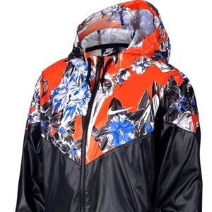 Nike Floral Crop Windrunner, Light Rain Jacket, Hooded Lightweight
